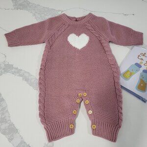 Brand NEW 0–3M Baby Premium Knit Romper Bodysuit Long Sleeve Cable Heart Unisex